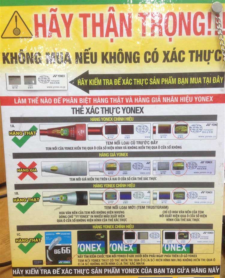 phân biệt vợt cầu lông Yonex thật