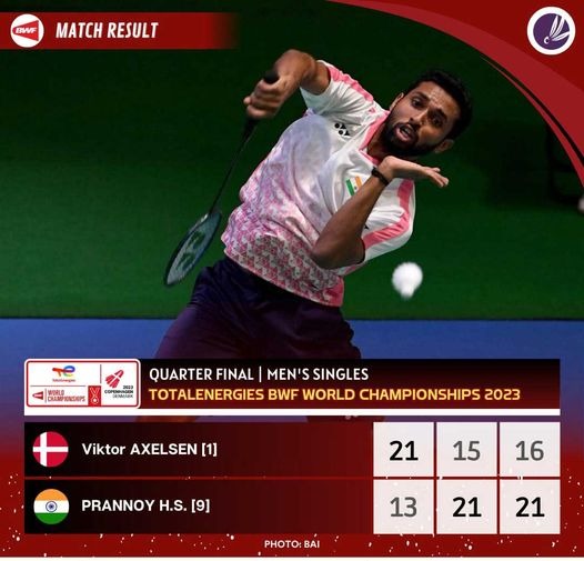 Prannoy H. S. đánh bại Viktor Axelsen tại Giải Total Energies BWF 2023