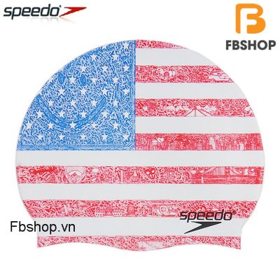 Mũ bơi silicone Speedo họa tiết cờ các quốc gia - cờ Mỹ