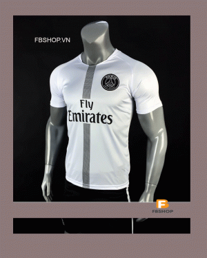 Áo Bóng Đá PSG trắng sọc đen mùa giải 2018-2019/ Màu trắng trẻ trung