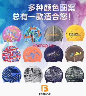 Hình ảnh tổng quan về Mũ bơi unisex silicone Yingfa họa tiết đa dạng
