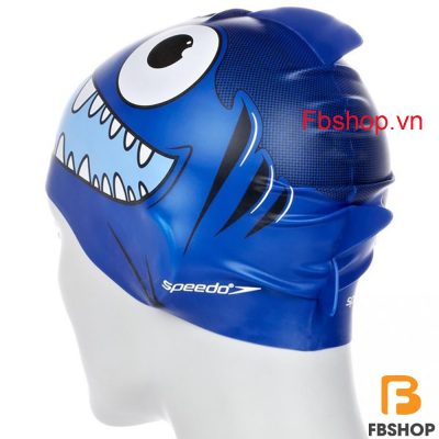Mũ bơi silicone trẻ em Speedo họa tiết cá xanh