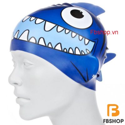 Hình ảnh tổng quan Mũ bơi silicone trẻ em Speedo họa tiết cá xanh