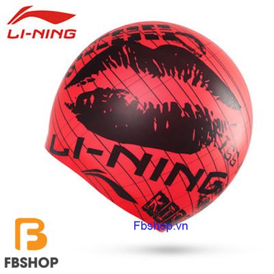 Mũ bơi unisex silicone Lining họa tiết Kissing màu đỏ