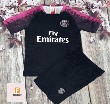 Áo Bóng Đá PSG đen vai hồng