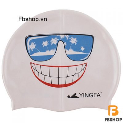 Hình ảnh Mũ bơi Yingfa họa tiết mặt cười màu trắng