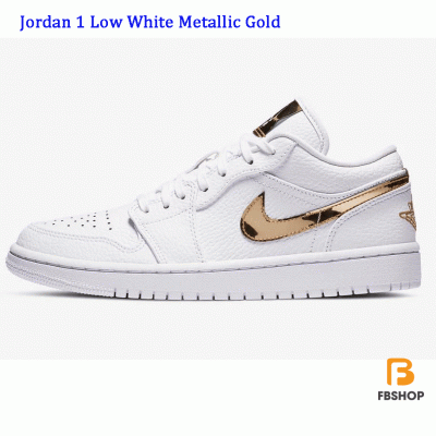 Giày Nike Jordan 1 Low White Metallic Gold