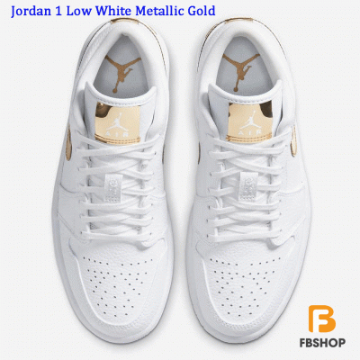 Giày Nike Jordan 1 Low White Metallic Gold