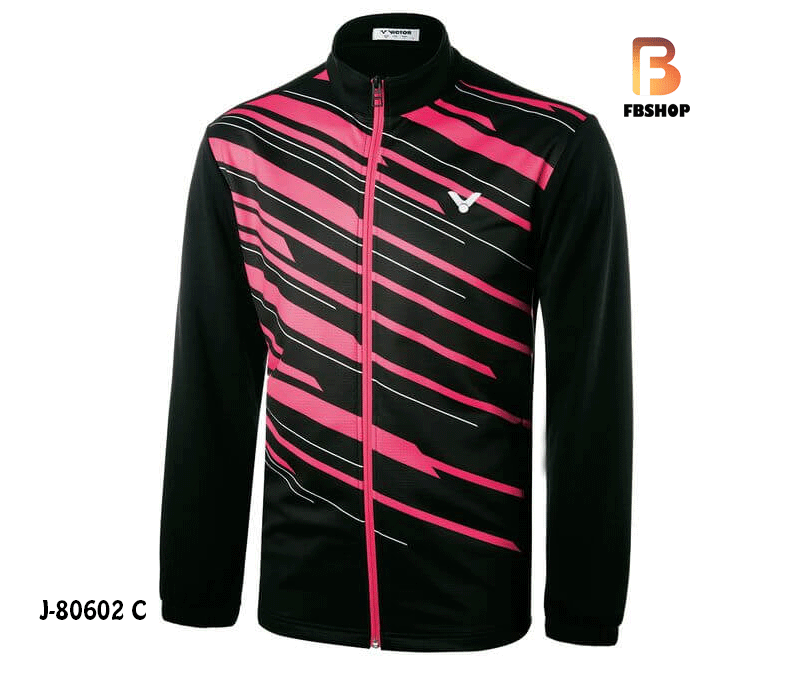 Áo khoác cầu lông victor j80602 - đen hồng 