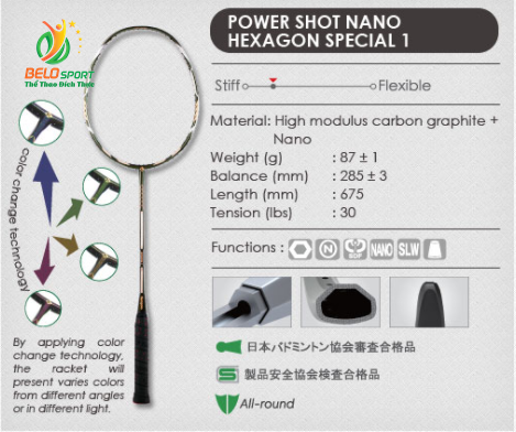 Vợt kumpoo power shot nano hexaon special 2