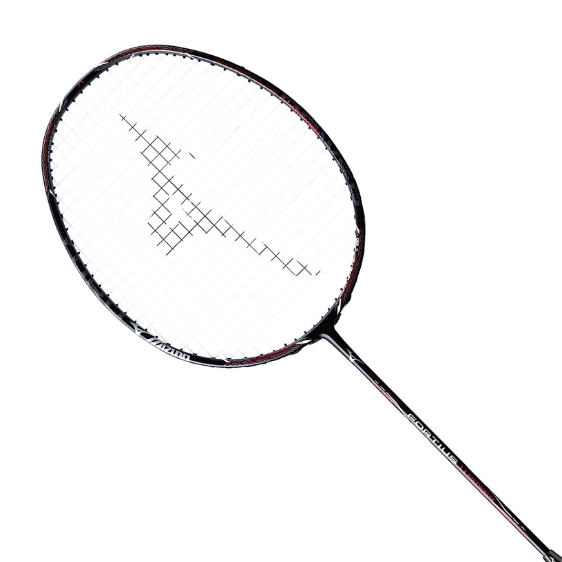 Mizuno Fortius 11 Power có thiết kế màu đen chủ đạo kết hợp với các họa tiết decal đỏ, cam