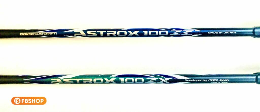 Đũa vợt Astrox 100ZZ mỏng hơn so với vợt 100ZX