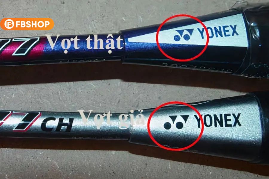 Mũ chụp cán vợt là chi tiết có thể dễ dàng kiểm tra được vợt thật giả