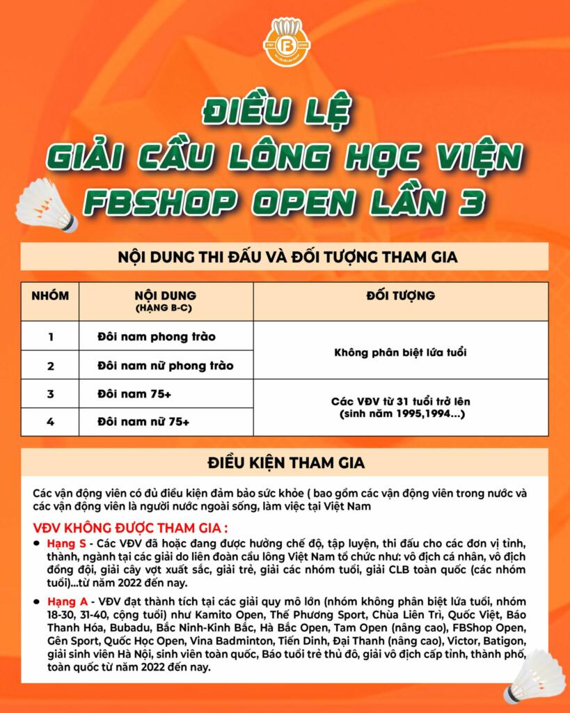 Giải Học viện Fbshop lần 3 có 4 hạng mục thi đấu