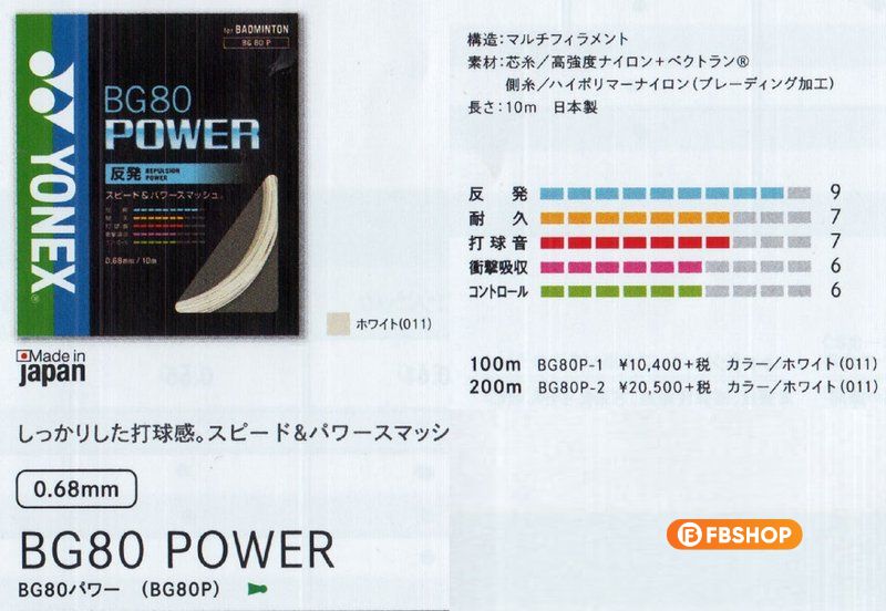 Cước đan vợt cầu lông BG80 Power JP phù hợp với lông thủ theo lối chơi tấn công Cước đan vợt cầu lông BG80 Power JP phù hợp với lông thủ theo lối chơi tấn công