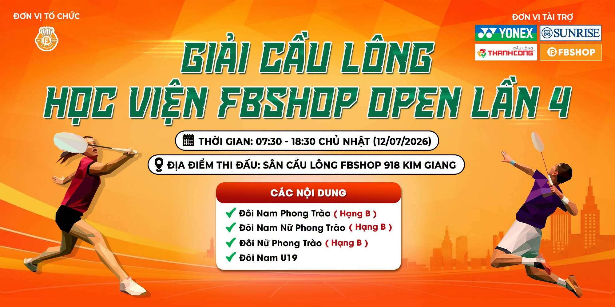 Giải Cầu Lông Học Viện Fbshop Open Lần 4
